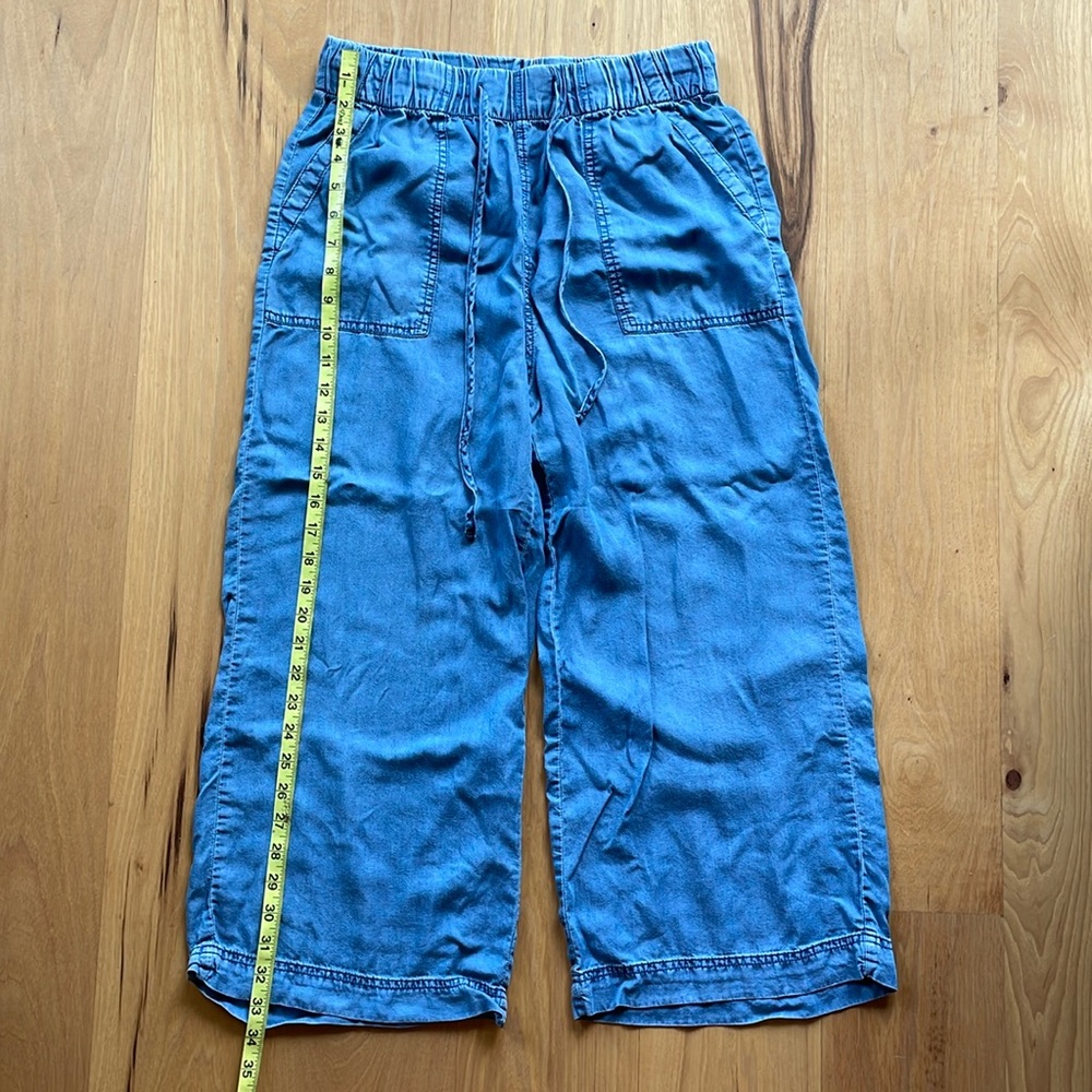 Denim chambray wide leg pant